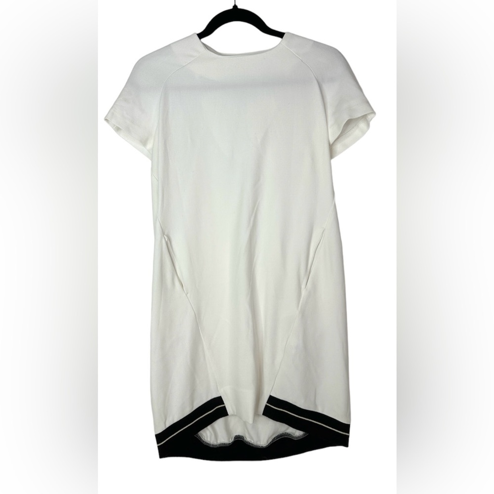 Zara Dress Women's Medium TRF Collection Short Sleeve Zipper Pockets White